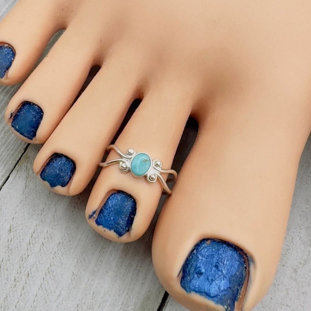 Turquoise Sterling Silver Adjustable Toe Ring